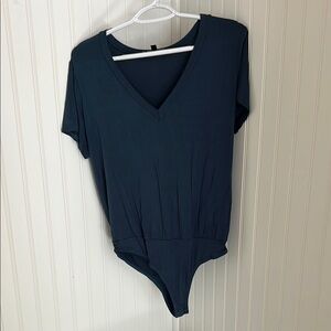 Lulu's dark Teal V-Neck Bodysuit